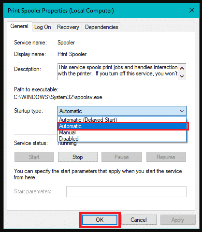 printer spooler crashed Windows 10 