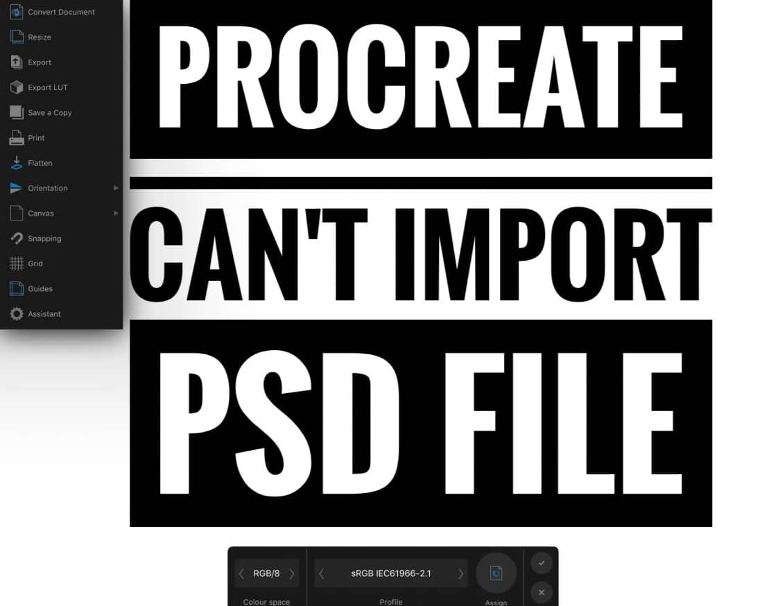 Procreate Can't Import PSD File